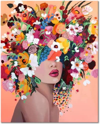 UNIQUORS 5D Diamond Painting, Diamant Painting Bilder Erwachsene Blumen und Frau, Diamant Malerei Set Kinder, Bunt Kristall Stickerei Home Wanddekoration, 30x40cm