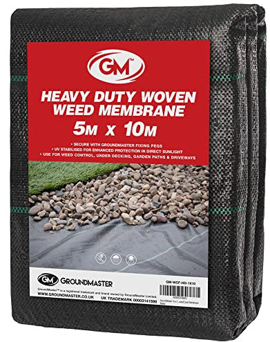 GroundMaster Unkrautvlies Extra Stark (5 m Breit x 10 m Lang) - 100g/m² Unkrautvlies Wasserdurchlässig, Bodengewebe Unkrautflies für Garten, Hochbeet, Einfahrt usw., Anti Unkrautvlies Pflanzfolie
