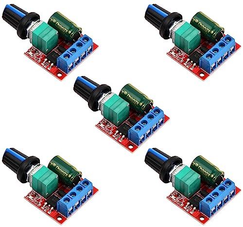 5 Stücke Mini DC Motor PWM Drehzahlsteller, DC 5V-35V Einstellbarer Drehzahlregler, DC 6V 12V 24V 35V Variabler Spannungsregler, 5A Regler Schalter LED Dimmer Max 90W mit LED-Anzeige