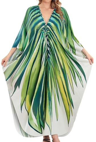 Bsubseach Frauen Plus Größe Kaftan Kleid Badeanzug Druck Strand Cover Up | Niedlicher Badeanzug, Einheitsgröße, V-Ausschnitt, leichte Fledermausärmel, Moo Moos Kaftan