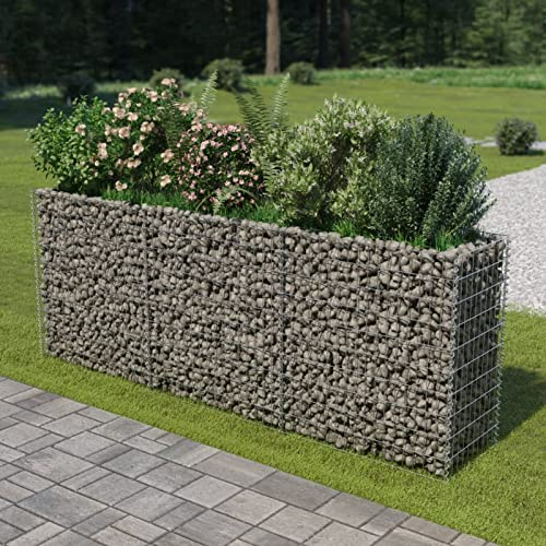 Festnight Gabionen-Hochbeet Steinkorb Pflanzkübel Pflanzkorb 270 x 50 x 100 cm Pflanzkorb Hochbeete Für Garten Gabionenkörbe Blumenkasten Gemüsebeet Kräuterbeet Verzinkter Stahl