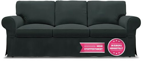 Bemz - Sofa Überzug kompatibel mit IKEA Ektorp - Sofabezug 3 Sitzer - Waschbarer 7-teiliger Couch Überzug - Ektorp Bezug 3er Sofa Cover - Couchbezug - Sofaschoner rutschfest (Graphitgrau-Grün)
