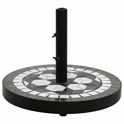 ARKEM Base de Parasol Noir et Blanc Rond 12 kg,Pied De Parasol,Pied De Parasol Lourd,Pied De Parasol sur roulettes
