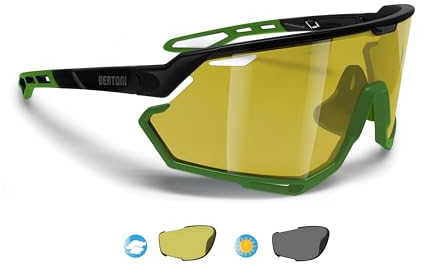 BERTONI Radfahren MTB Lauf Sportbrille für Männer Frauen in TR90 Photochrom Polarisiert Weitwinkelobjektiv mod. ALPHA