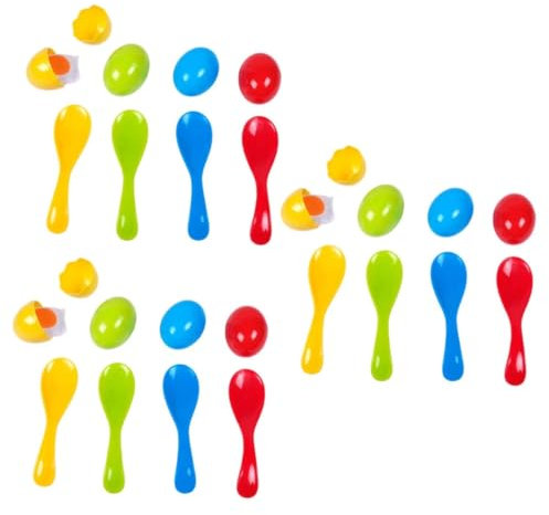 24 Pièces Jouets Éducatifs Jouets pour Poussette Extérieur Jouets D'équilibre Oeufs De Pâques en Coquille Jouets De Développement Jouets De Sport Enfant Cuillère Fonctionnement