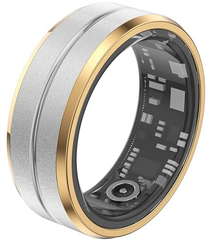 findtime Smart Ring for Men Ladies Smart Ring for Women Fitness Ring Fitness Tracker Waterproof Blood Oxygen Sleep Heart Rate Monitor Pedometer Step Counter ios Android Phones (Gold-B, S/2.342in)