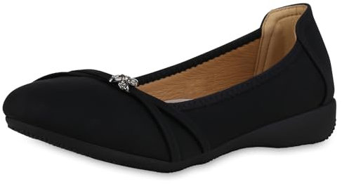 VAN HILL Damen Sportliche Ballerinas Flach Strass Sportlich Schuhe 215747 Schwarz 38