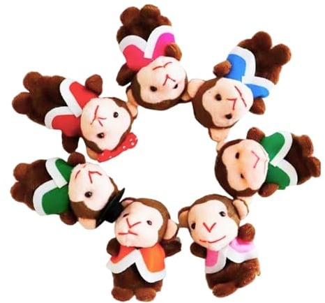 SVCEQZE Affen-Fingerpuppen,Affen-Fingerpuppen für Kinder, 7 Stück Fingerplüschtiere, Story Time-Lernhilfe, Fingerpuppen-Set für Par, Spielzeit, Schule, Rollenspiele, Geschichtenerzählen