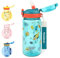 wooshwa Gourde Enfant avec Paille, Pour Garçons, Anti-Fuite, Étanche, 600 ml Bouteille Enfant sans BPA, Verrouillage Sécurisé, Bouteilles d'eau pour Maternelle l'école Sport, Fusée