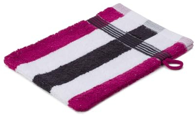 liebling Waschhandschuh, 100% hochwertige Baumwolle, Serie Miami, 17 x 24 cm, waschbar & trocknergeeignet, Farbe: cyclam/weiß/Graphit