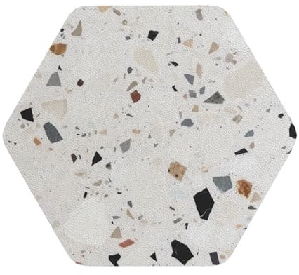 Lot de 4 dessous de verre en cuir terrazzo blanc résistant à la chaleur pour boissons, voiture, tapis de café, tapis de tasse absorbant pour cuisine, bureau, décoration d'intérieur