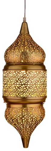 Marrakesch Pendelleuchte Hängelampe 56cm groß Lampenschirm aus Metall | Lampe Leuchte Wohnzimmerlampe Imano Gold als aesthetic Deko im Wohnzimmer | Esszimmerlampe über den Esstisch im Esszimmer