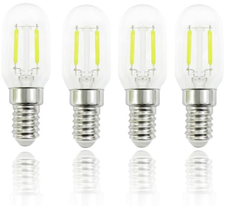 FLSNT LED E14 Fridge Bulb 25W Equivalent, 2W T22 E14 LED Light Bulb Cool White 6000K, Non-Dimmable, 230LM Small Edison Screw Bulb for Refrigerator, Cooker Hood, Sewing Machine, Night Light, Pack of 4