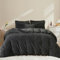 Covebett Flanelle Housse de Couette 200x200 Gris Foncé Unie Peluche Hiver Chaude Parure de lit Velours Ultra Doux Linge de Lit Adulte 2 Personnes Fermeture Éclair + 2 Taie d'oreiller 65x65 cm