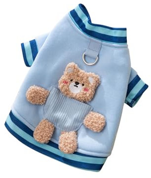 Galatée Hundepullover, Hundekleidung Mit D-Ring, Warmer Winter-Hundepullover, Jackenmantel, Pullover Für Kleine Hunde, Weiches Sweatshirt Für Kleine Hunde Und Katzen(L, Blau)
