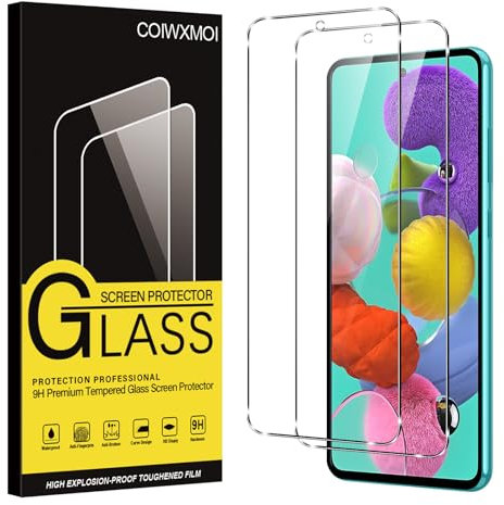 Coiwxmoi 2 Pièces Verre Trempé pour Samsung Galaxy A51 4G 6,5,Ultra Résistant Film Protection écran, Dureté 9H Glass, Sans Bulles D'air,Anti-Rayures HD Transparent Vitre Protection pour Samsung A51
