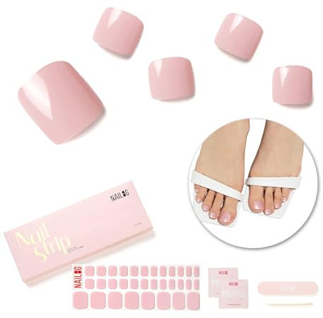 NAILOG Nagelfolie UV Härtend, 32 Stück UV Nagelfolie für fußnägel,Gel-Nagelstreifen für Füße Gel Finish für Sommer, Geschenke für Frauen Mädchen, Camellia