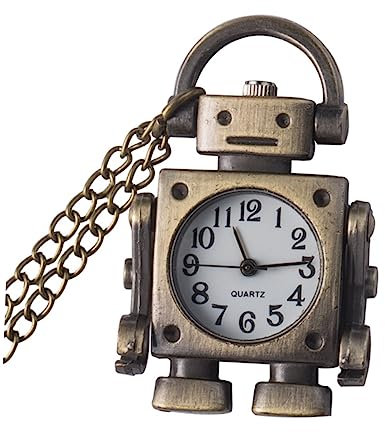 TENDYCOCO Retro Roboter Taschenuhr Halskette Aus Legierung Vintage Metall Uhr Mit Kette Antike Design Für Damen Und Herren Als