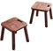 Yier Mei 2 Pcs Handle Small Wooden Stool, Square Plant Stand Indoor Stool Small Side Table for House Plants, Kids Step Stool for Bedroom Bedside or Bathroom (Walnut Color,24cm)
