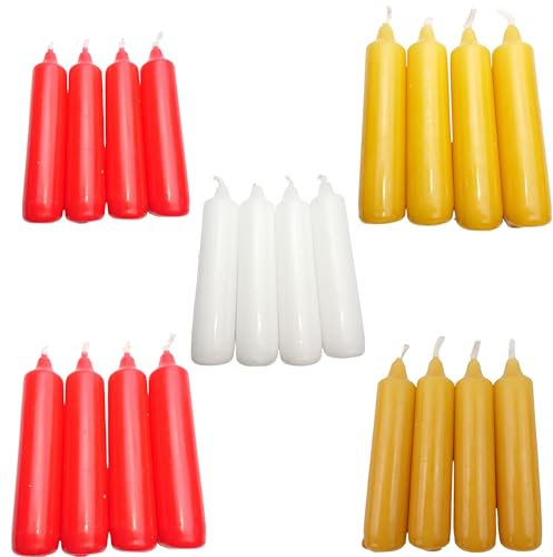 EWA Probierset Adventskerzen mit 2x rot + gelb + natur + weiß + Kerzen ca. 20 x 105 mm (5 x 4 Stück) (AK 4-18/500) Weihnachtskerzen, Christbaumkerzen, Baumkerzen