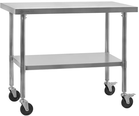 Mahlzeit Edelstahltisch 120 x 70 x 85 cm | Arbeitstisch, Küchentisch, Edelstahl Zubereitungstisch | Gastronomietisch, Serviertisch, Catering Tisch, Küchenplatte | Tisch für Küche und Gastronomie