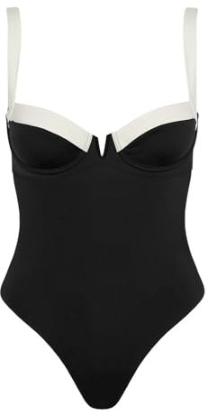 Generisch Costume da bagno da donna, costume da bagno con ferretto Coppa D, Nero , L