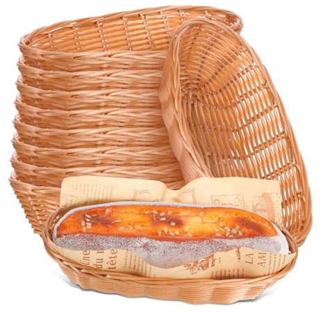 Alipis 10pezzi Cestini Per Pane Intrecciati Cestini Per Frutta in Rattan Sintetico Leggeri e Traspiranti Adatti Per Conservazione Cibo Servizio Tavola Uso Casa e Ristorante Regalo Pratico