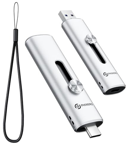 PHIXERO (1000MB/s) 2-in-1 USB-Stick, USB C + USB A 3.2 Gen2 Speicherstick USB C Externe SSD 1TB, Extreme schneller USB-Stick für Android-Telefon, iphone 17, Laptop, Tablet, Mac