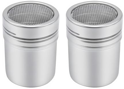 Wemoralix 2Pcs Flour Shaker, Stainless Steel Powder Shaker – 7oz Mesh Duster for Baking, Icing Sugar, Cocoa, Salt Sifter for Kitchen