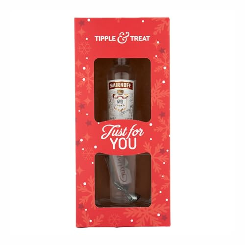 Tipple & Treat Gift Set with Smirnoff Vodka 5cl, Guylian Belgian Chocolate & Tumbler Glass – Perfect Christmas, Birthday & Thank‑You Gift by Blue Tree Gifts