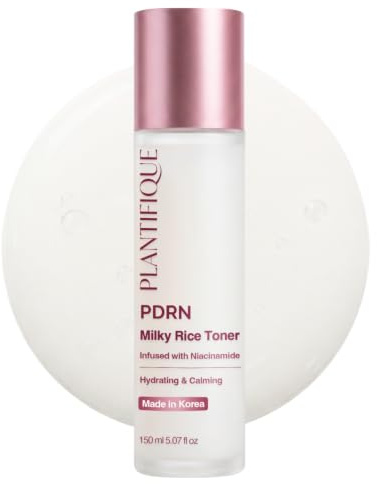 PLANTIFIQUE PDRN Milky Toner Gesicht, 150ml | Hydratisierende K-Beauty Pflege für Glass Skin – Rice Toner mit Niacinamid, Centella und Hyaluronsäure