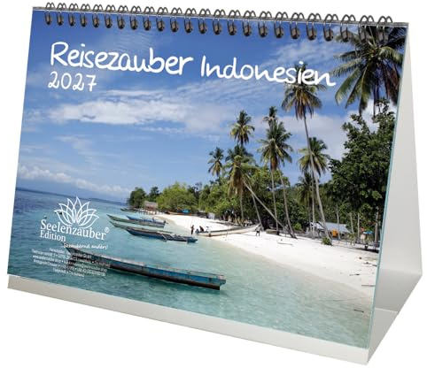 Reisezauber Indonesien DIN A5 Tischkalender für 2027 Jakarta Stadt Land Urlaub Strand - Seelenzauber