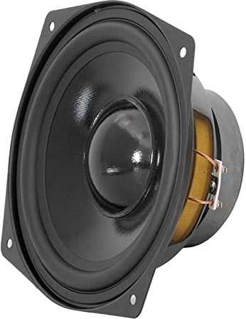 Dynavox 130mm Basslautsprecher 8 Ohm, kompaktes Bass-Chassis mit Gummi-Sicke für Selbst-Einbau in Boxen-Gehäuse, für Mittel-und Tieftonwiedergabe, Schwarz, 206158