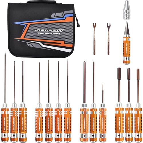 Serpent Juego de herramientas para Offroad (16 piezas) RC Kit de herramientas RC Llave Allen, destornillador de cabeza plana RC, llave hexagonal RC, destornillador Phillips, destornillador de tuerca,