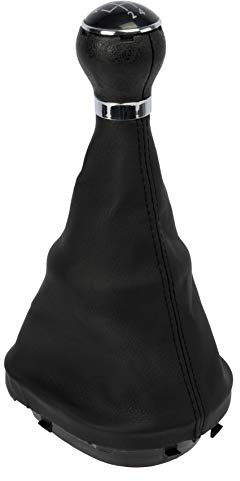 Origen Pomo + Fuelle de Cambio de Marcha Específico para Volkwagen Caddy (2004-2009) / Touran (2003-2010) para 5/6 Velocidades. Perfecto para el Remplazo del Fuelle Original.