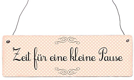 Interluxe Türschild Holzschild Zeit FÜR EINE KLEINE Pause Shabby Geschenk Dekoration