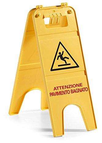 Tts Cleaning 00003558 Segnale a Due Ante in Polipropilene, con MessaggioAttenzione Pavimento Bagnato