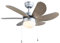 Qazqa - Modern Deckenventilator mit beleuchtung stahl I nickel matt mit Holzprint 80cm mit Zugschalter - Fresh I Wohnzimmer I Schlafzimmer - Stahl Rund - LED geeignet E14