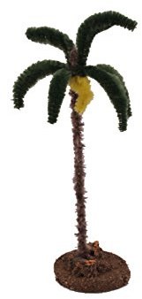 Bertoni Miniatur Single Palm mit Sockel aus Holz, Holz, Grün, 22 x 30 x 30 cm