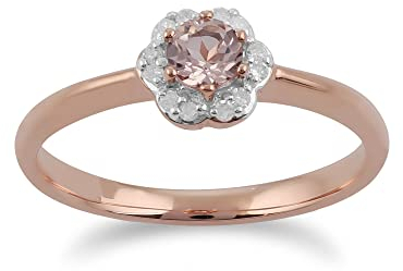 Gemondo Morganit Ring, 9 Karat Rosegold 0,18 CT Morganit & Diamant Blume Ring - Morganit