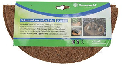 Floraworld Kokosmulchscheibe 2 teilig Classic, Braun, 25 x 25 x 1 cm