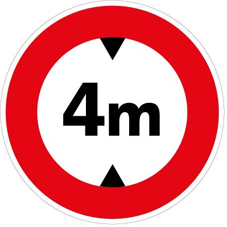 Panneau - Accès Interdit aux Véhicules Dont la Hauteur est Supérieure à 4 Mètres - Plastique rigide PVC 1,5 mm - Diamètre 250 mm - Protection Anti-UV