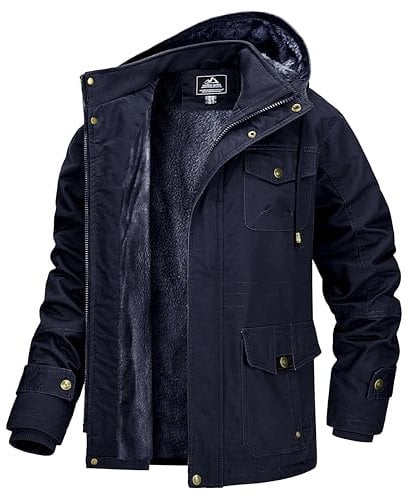 MAGCOMSEN Veste bomber d'hiver en polaire pour homme style militaire, coupe-vent avec capuche