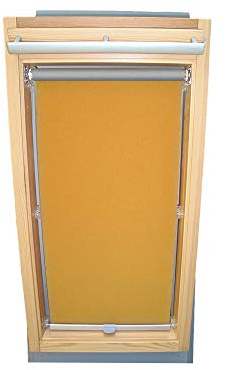 Rollo für VELUX Dachfenster THERMO Alu-Rückseite Dachfensterrollo für TYP GGU/GPU - P08 - Farbe Gelb - mit Haltekrallen