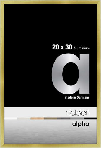nielsen Bilderrahmen, 20 x 30 cm, Aluminium, Gold matt, Fotorahmen zum Auftstellen und Aufhängen im Hoch- & Querformat, Echtglas, Alpha