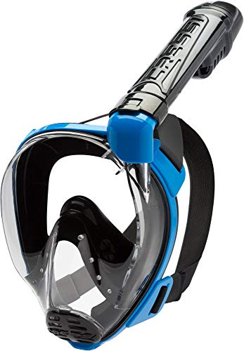 Cressi Baron Full Face Mask, Vollgesichtsmaske zum Anti-Fog-Schnorcheln, Komfortgesicht, Auslassventil und trockenes Mundstück, erhältlich für Erwachsene und Kinder, Schwarz/Blau, M/L