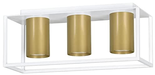 famlights | Deckenleuchte Marlon aus Metall in Weiß und Gold 3xGU10