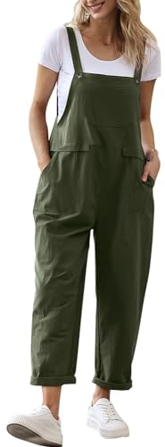 YESNO Damen Latzhose Sommer Oversize Trägerhose Beiläufig Loose Bib Pants Overall Baggy Jumpsuit Strampler Sommerhose mit Träger PV9DE