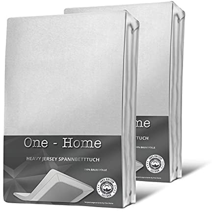 one-home 2er Set Jersey Spannbettlaken Spannbetttuch weich Heavy Baumwolle Rundumgummizug, Farbe:Weiß, Größe:140x200 cm - 160x200 cm