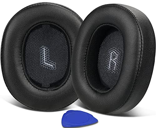 SOULWIT Ersatz Ohrpolster für JBL E55BT Over-Ear-Kopfhörer, Ersatzpolster mit weicherem Protein-Leder (Schwarz)